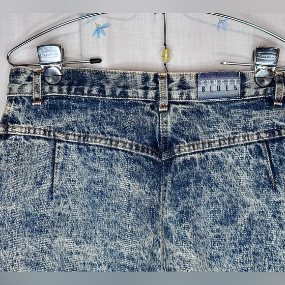 SUNSET BLUES - VINTAGE 80s Women's Jeans Sz 16 TALL High Waist - ACID WASH BLUE - Picture 3 of 13